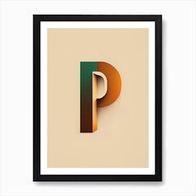 P, Letter, Alphabet Retro Minimal 2 Art Print