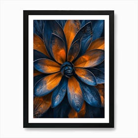 Blue And Orange Flower 4 Art Print