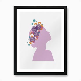 Floral Silhouette with Vibrant Pressed Flowers – Modern Botanical Art Art Print