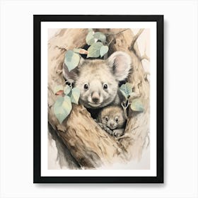 Storybook Animal Watercolour Koala 2 Art Print