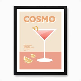 Cosmo Cocktail Pink Colourful Kitchen Bar Wall Art Print