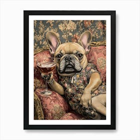 Tapestry Frenchie Drinking 8 Art Print