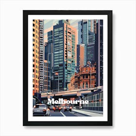 Melbourne Australia Urban City Travel Art Illustration Poster