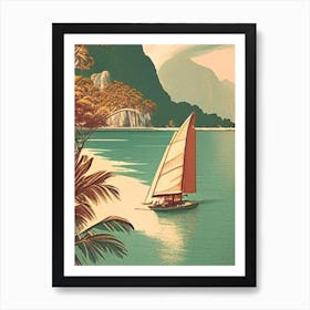 Palawan Island Malaysia Vintage Sketch Tropical Destination Art Print