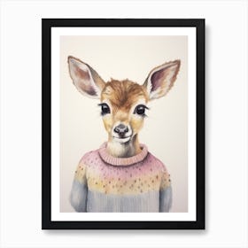 Baby Animal Watercolour Deer 2 Art Print