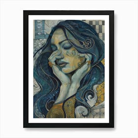 Woman With Blue Hair 2 Art Print