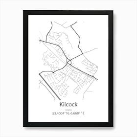 Kilcock,Ireland Minimalist Map Art Print