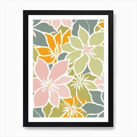 Poinsettia Pastel Floral 2 Flower Art Print