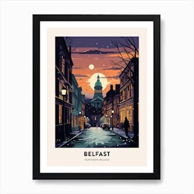 Winter Night  Travel Poster Belfast Northern Ireland 2 Art Print