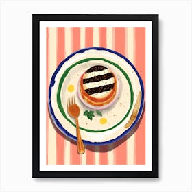 A Plate Of Tiramisu 2 Top View Food Illustration 1 Art Print