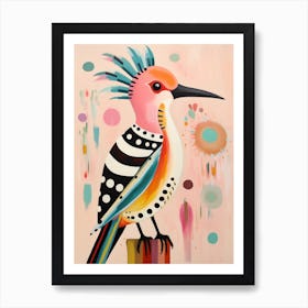 Pink Scandi Hoopoe 3 Art Print