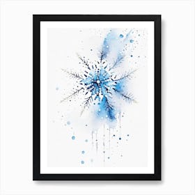 Beauty, Snowflakes, Minimalist Watercolour 2 Art Print