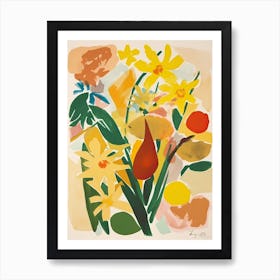 Daffodils Flower Illustration 2 Art Print