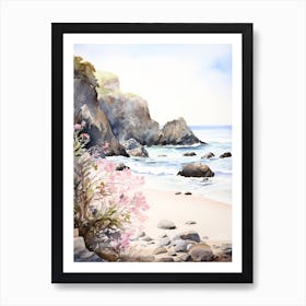 Watercolor Painting Of Pfeiffer Beach, Big Sur California 2 Art Print