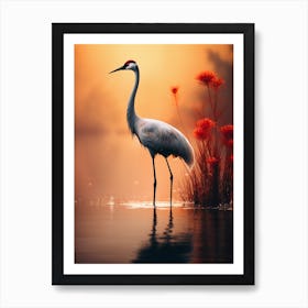 Heron At Sunset Art Print