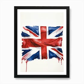 An Authoritative Watercolor Render Of The Distinguished United Kingdom Flag With Its Deep Red Cross (4) Art Print