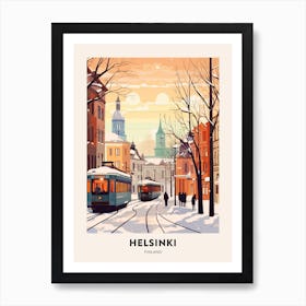 Vintage Winter Travel Poster Helsinki Finland 2 Art Print
