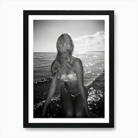 Beach Girl Black And White Photography Art Print