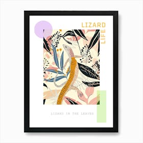 Lizard In The Leaves Modern Abstract Illustration 2 Poster Art Print