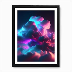 Hydrogen Cloud Neon Nights Space Art Print