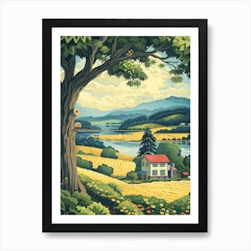 Farm By The River Art Print