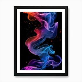 Colorful Smoke On Black Background Art Print
