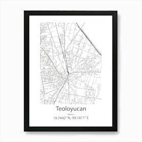 Teoloyucan,Mexico Minimalist Map Poster