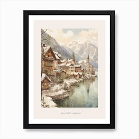 Vintage Winter Poster Hallstatt Austria 4 Art Print