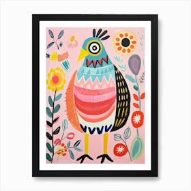 Pink Scandi Chicken 7 Art Print