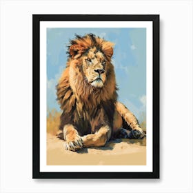 Barbary Lion Acrylic Painting 4 Art Print