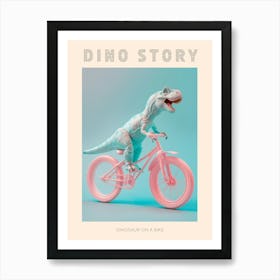 Pastel Toy Dinosaur On A Bike 4 Poster Art Print