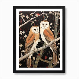 Art Nouveau Birds Poster Barn Owl 4 Art Print