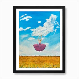 Leap Into Spring Ballerina Above Flowers Art Print