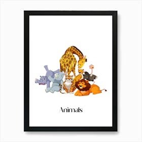 41.Beautiful jungle animals. Fun. Play. Souvenir photo. World Animal Day. Nursery rooms. Children: Decorate the place to make it look more beautiful. Art Print