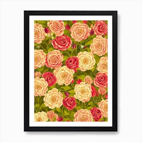 Lisianthus 2 Repeat Retro Flower Art Print