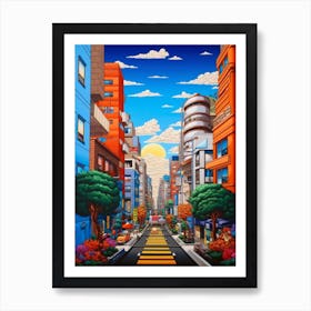 Painting Of Tokyo  In The Style Of Post Modernism Art Print