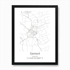 Gemert,Netherlands Minimalist Map Art Print