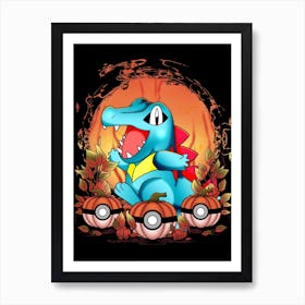 Totodile Spooky Night - Pokemon Halloween Art Print