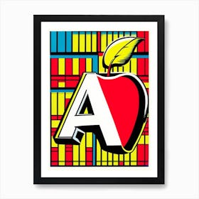 A   Apple, Letter, Alphabet Comic 2 Art Print