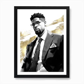 Black Man with Gold Abstract 7 Art Print