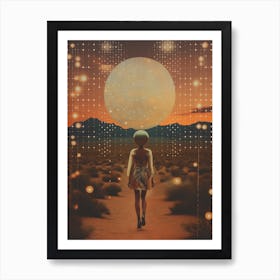 Woman roaming a cosmic desert 2 Art Print