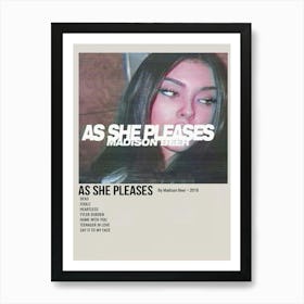 As She Pleases By Madison Beer 2018 Poster Art Print