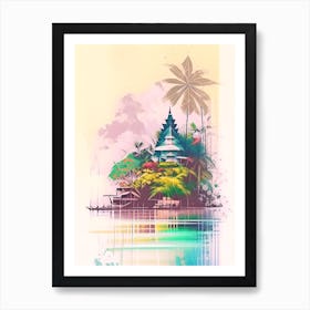 Maluku Islands Indonesia Watercolour Pastel Tropical Destination Art Print