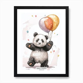 Giant Panda Holding Ballons Poster 1 Art Print