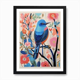 Colourful Scandi Bird Eastern Bluebird 3 Art Print