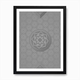 Geometric Glyph Sigil with Hex Array Pattern in Gray n.0261 Art Print