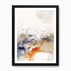 Watercolour Abstract White And Orange 7 Art Print