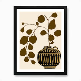 Vase With Leaves 9 Art Print