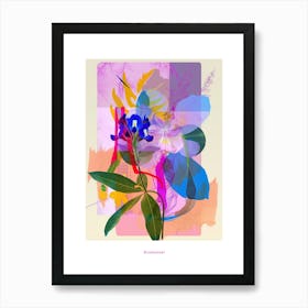 Bluebonnet 3 Neon Flower Collage Poster Art Print