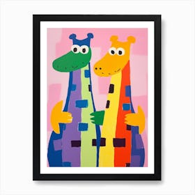 Colourful Kids Animal Art Alligator Art Print